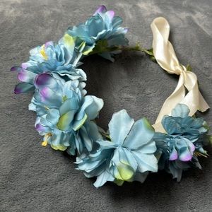 Girls blue flower headband